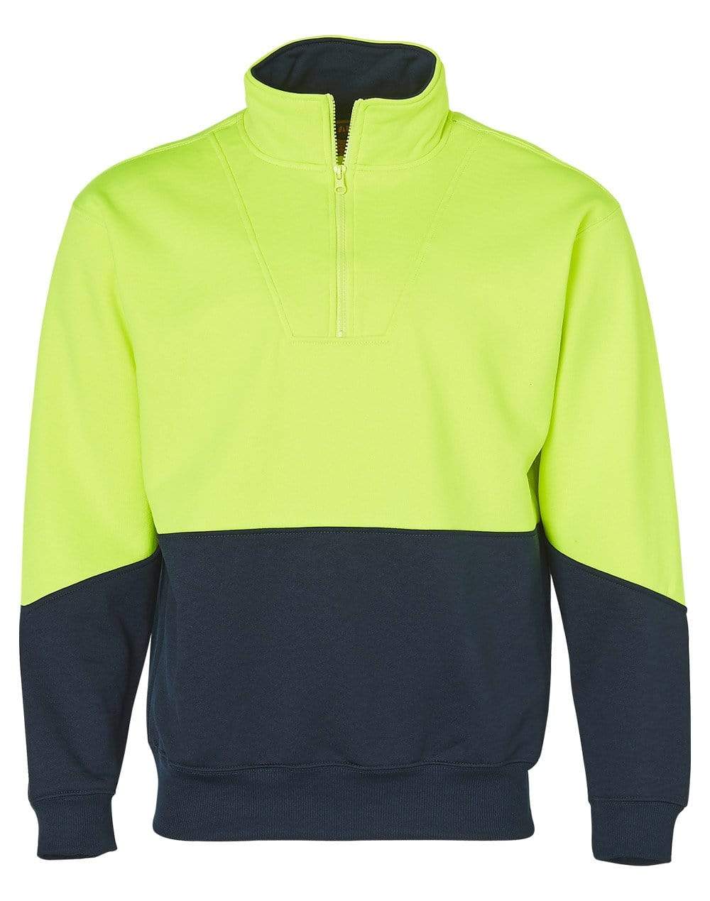 Hi-vis Long Sleeve Fleece Sweat SW13A Work Wear Australian Industrial Wear S Fluoro Yellow/Navy 